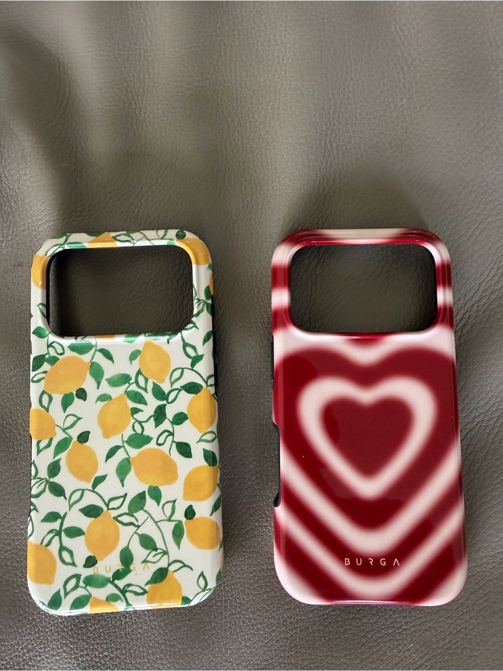 Two Pack! Burga iPhone 17pro Red Heart & Yellow Lemon Phone Case Set